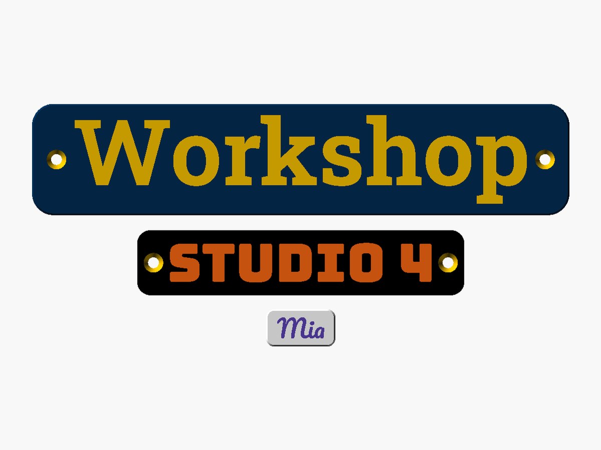 Renders of three nameplates from our generator, in three fonts and colours